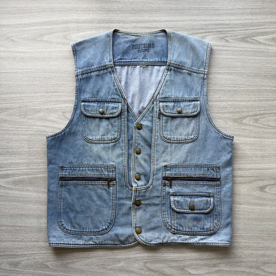 Vintage Denim Vest (Category: Coats, Jackets and Outerwear) located in Zamboanga. Submitted by timelytreasuresthrift (Listing ID 1465587453, Image 1). Description: Vintage Denim Vest Faded Beautifully Very Good Condition Actual measurements (Inches): 24.5 Length 21 Armpit to armpit 16 Shoulder Php600 + sf.