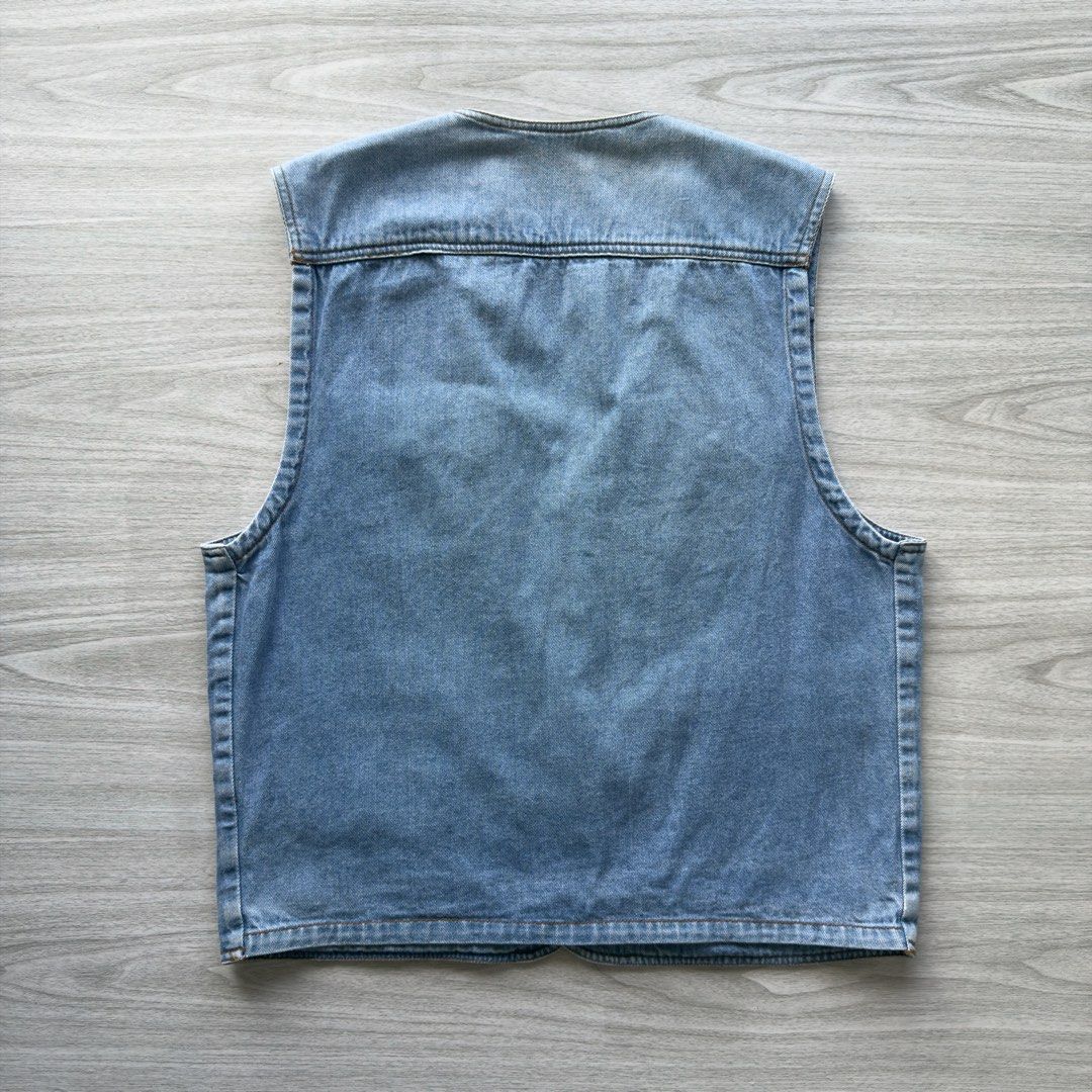 Vintage Denim Vest (Category: Coats, Jackets and Outerwear) located in Zamboanga. Submitted by timelytreasuresthrift (Listing ID 1465587453, Image 2). Description: Vintage Denim Vest Faded Beautifully Very Good Condition Actual measurements (Inches): 24.5 Length 21 Armpit to armpit 16 Shoulder Php600 + sf.