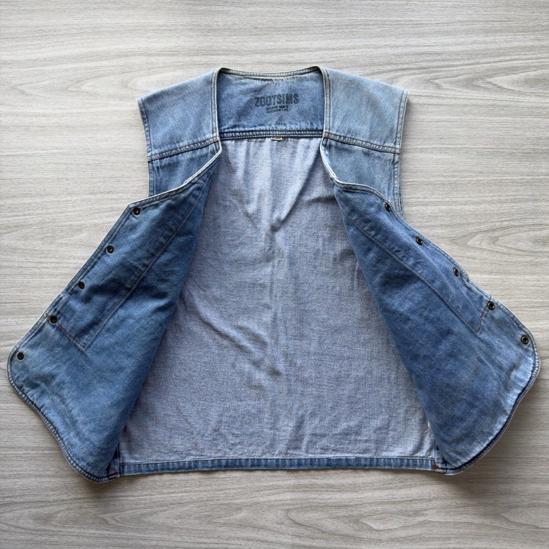 Vintage Denim Vest (Category: Coats, Jackets and Outerwear) located in Zamboanga. Submitted by timelytreasuresthrift (Listing ID 1465587453, Image 3). Description: Vintage Denim Vest Faded Beautifully Very Good Condition Actual measurements (Inches): 24.5 Length 21 Armpit to armpit 16 Shoulder Php600 + sf.