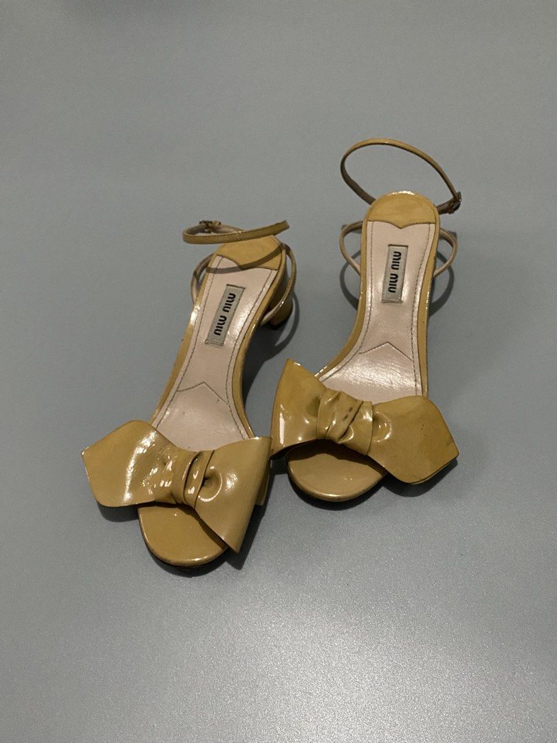 Vintage Rare MIUMIU sandals (Category: Sneakers & Footwear) located in Cebu City. Submitted by dfindss. (Listing ID 1465611401, Image 3). Description: Rare Miu Miu Ribbon Sandals High Heels Chunky Heel Pumps Size 35 Beige Patent.