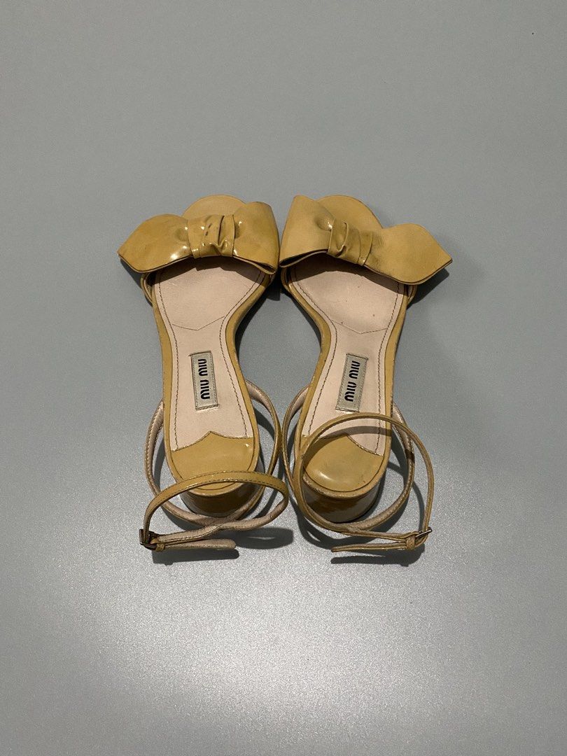 Vintage Rare MIUMIU sandals (Category: Sneakers & Footwear) located in Cebu City. Submitted by dfindss. (Listing ID 1465611401, Image 2). Description: Rare Miu Miu Ribbon Sandals High Heels Chunky Heel Pumps Size 35 Beige Patent.
