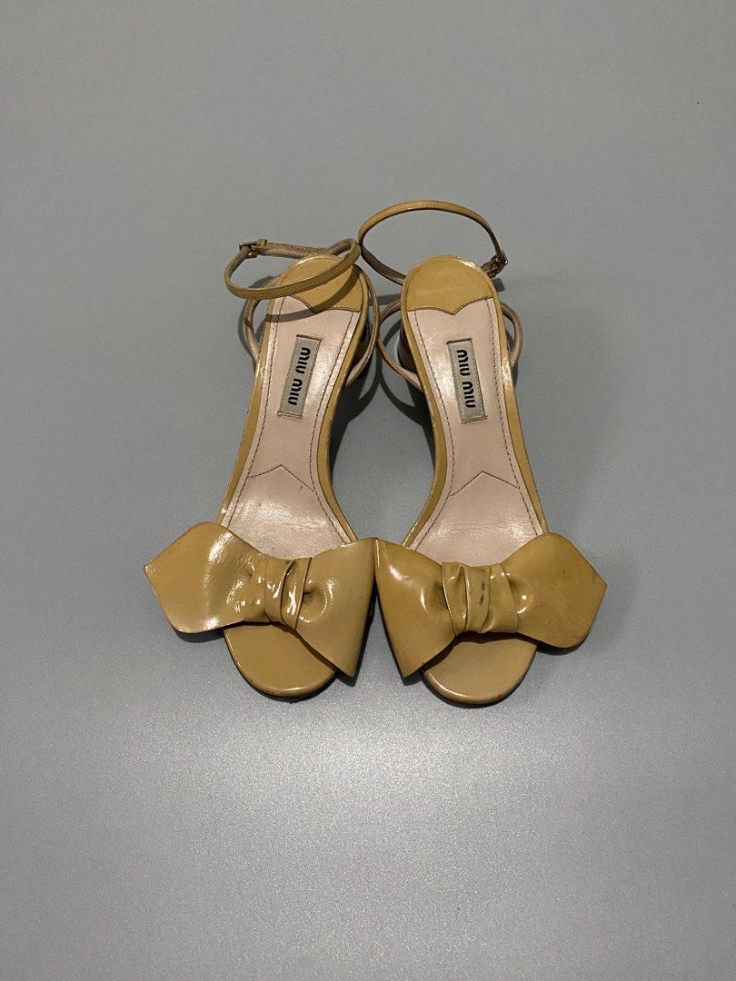 Vintage Rare MIUMIU sandals (Category: Sneakers & Footwear) located in Cebu City. Submitted by dfindss. (Listing ID 1465611401, Image 1). Description: Rare Miu Miu Ribbon Sandals High Heels Chunky Heel Pumps Size 35 Beige Patent.