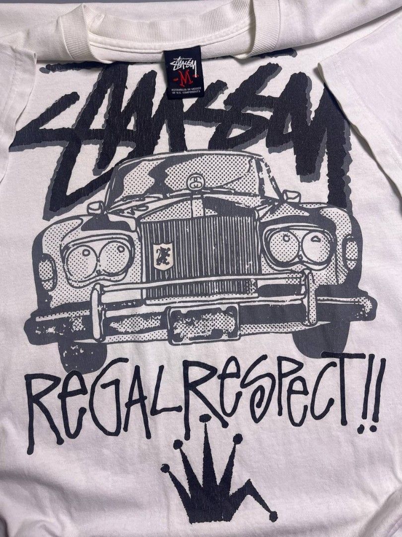 Vintage Stussy Regal Respect Tee (Category: Tshirts & Polo Shirts ) located in Rizal. Submitted by oldgal.ww (Listing ID 1465589004, Image 2). Description: Vintage Stussy Regal Respect Tee Med-large 20" 29" In good condition. Unnoticeable repaired pinhole (back) rare 1,500 php..