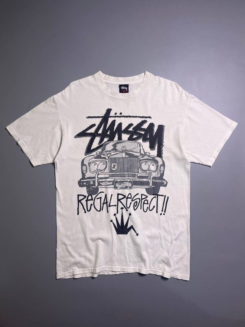 Vintage Stussy Regal Respect Tee (Category: Tshirts & Polo Shirts ) located in Rizal. Submitted by oldgal.ww (Listing ID 1465589004, Image 3). Description: Vintage Stussy Regal Respect Tee Med-large 20" 29" In good condition. Unnoticeable repaired pinhole (back) rare 1,500 php..