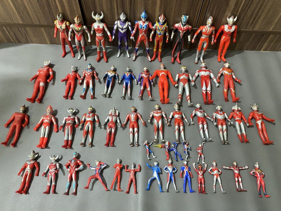 VINTAGE Ultraman Soft Vinyl Action Figures (Category: Figurines & Statues) located in Manila. Submitted by declutterthingzzz (Listing ID 1465587953, Image 1). Description: - Massive Ultraman action figure collection - Includes large, medium, and small figures - Features various characters and classic suits - Striking red, silver, blue, and black colorways - Perfect for fans and serious collectors - Vintage Ultraman Action Figures and other collec