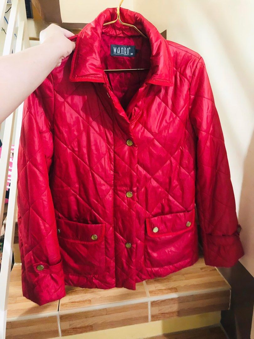 Wanko Red Quilted Jacket (Category: Coats, Jackets and Outerwear) located in Pasig City. Submitted by pretty.pickz (Listing ID 1465719914, Image 1). Description: Classic winter outerwear ✨ super pretty and chic! - Brand: Wanko - Size: 38 - Color: Bright red - s-m mode of delivery: jnt or lalamove.