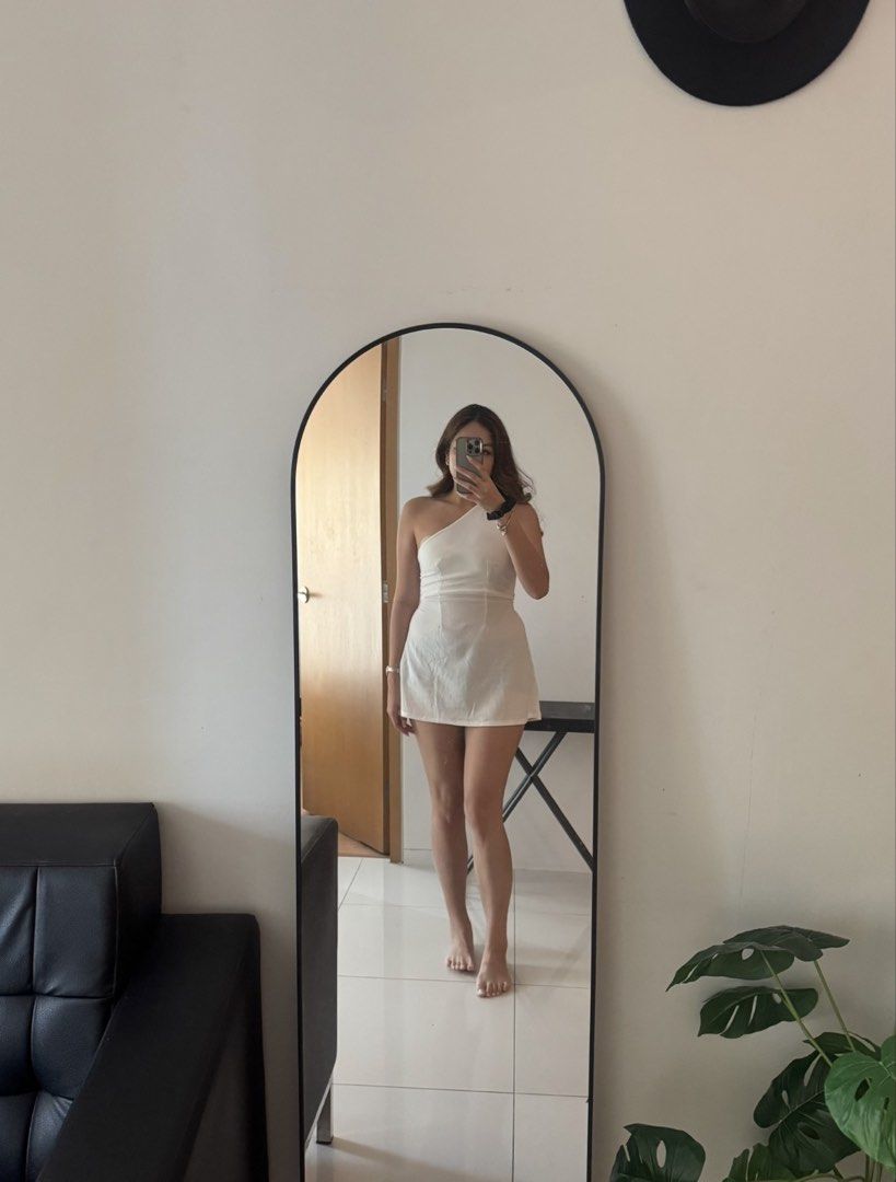 White One-Shoulder Lace-Up Side Romper (Category: Rompers) located in Cavite. Submitted by mcjkim (Listing ID 1465705848, Image 1). Description: - Size: Freesize but Fits Small to Medium Frame - Condition: Like New, only worn ONCE - Style: Chic white one-shoulder romper with fitted shorts - Details: Eye-catching lace-up side with a gathered hip tie - Fit: Fitted bodice with slight stretch for comfort - Perfect for: Summer outings, parties, and OO