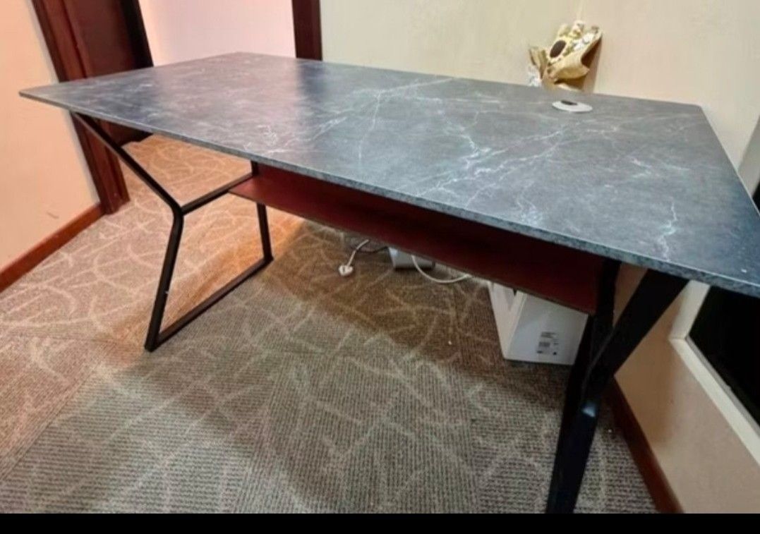 [With Cable Management] Study Table Computer Table (Category: Tables & Sets) located in Singapore. Submitted by furnigenetics (Listing ID 1465630852, Image 1). Description: 80x50x75cm=$129 100x60x75cm=$159 120x60x75cm=$189.