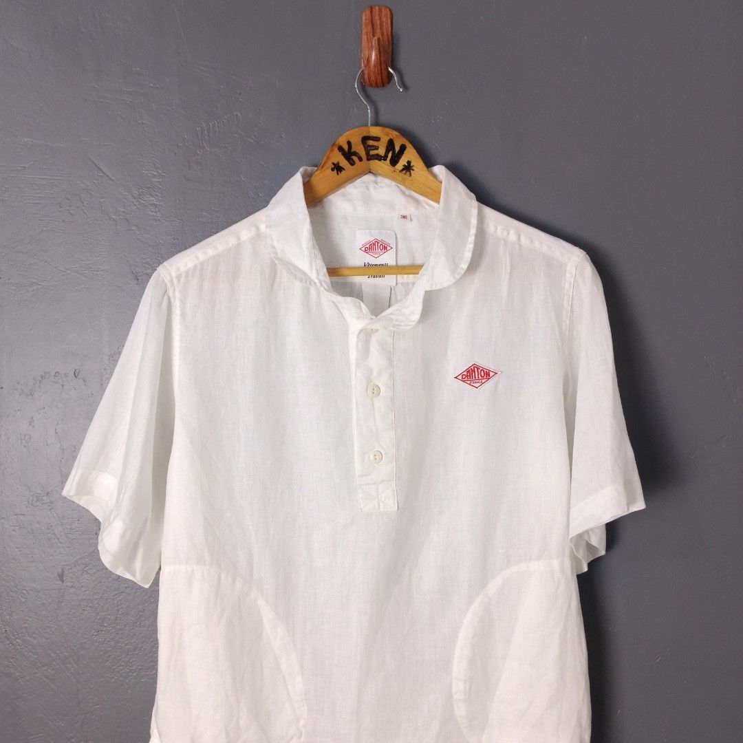 Women's - Danton (Category: Shirts) located in Bacolod City. Submitted by drop.ph (Listing ID 1465694624, Image 1). Description: Danton - Round Collar Shirt *Oversized *Size S - 20x24, 25 Back *Excellent cloth *Minor yellow stain (near hem) *Price: 1,300php *Add SF if outside Bacolod City .