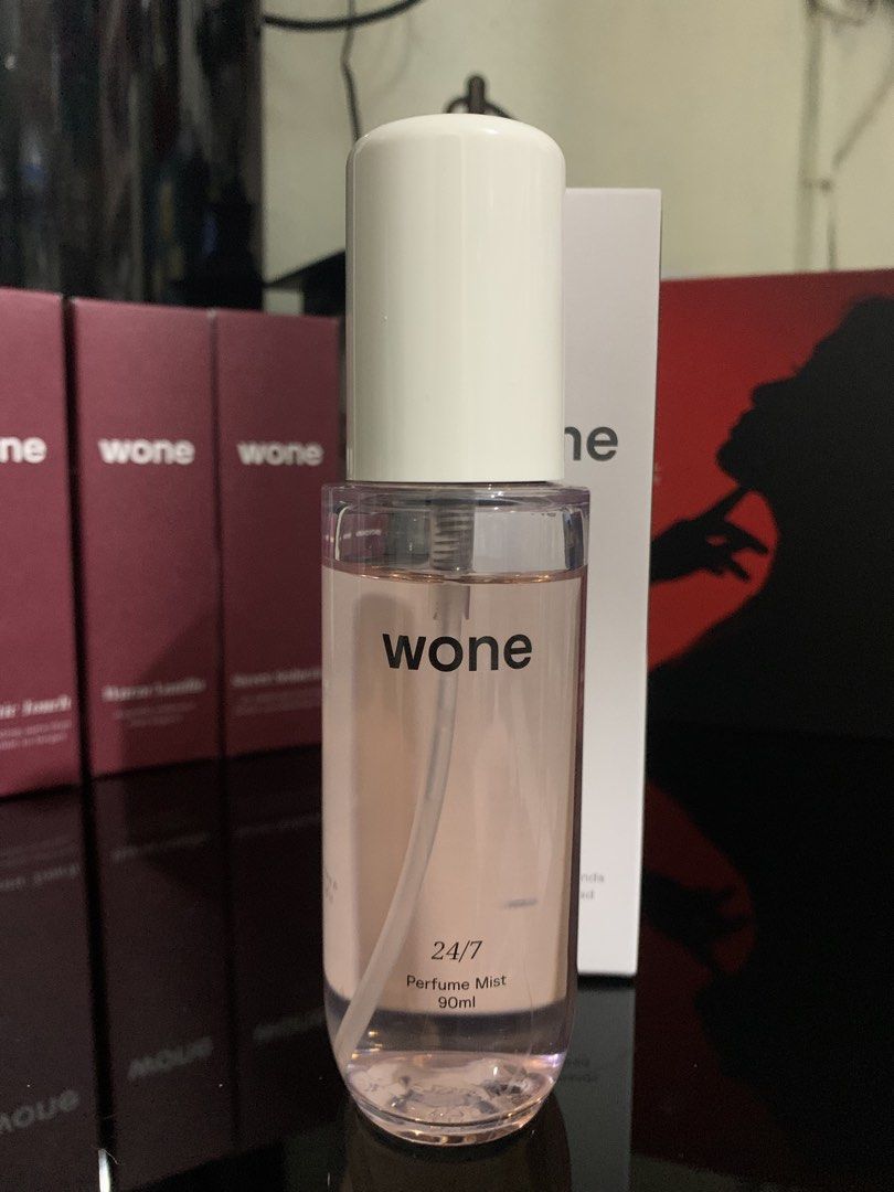 WONE 24/7 Perfume Mist 90ml (Category: Fragrance & Deodorants) located in Quezon City. Submitted by akiharuclosetph (Listing ID 1465584837, Image 1). Description: - BRAND NEW WITH BOX 90ml - Scent Profile: Sweet and sultry blend of clementine, pepper, orchid, mimosa, camelia, musk, and amber - Usage: Versatile daily scent, ideal for both day and night wear.
