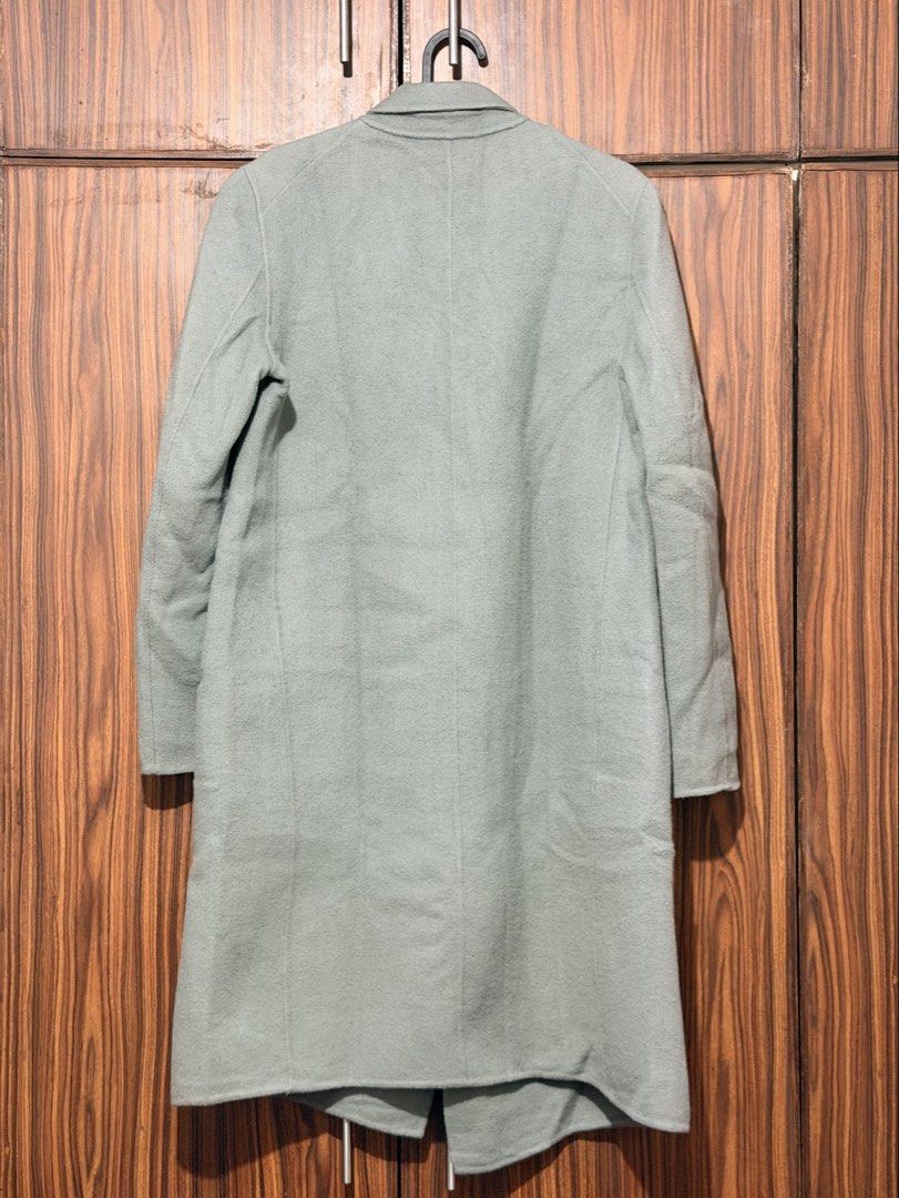 Wool Long Coat - Gray (Category: Coats, Jackets and Outerwear) located in Taguig. Submitted by habieeeru (Listing ID 1465740920, Image 2). Description: Women’s long coat - Color: Muted greenish grey - Size: Tagged Size 1 - Fits up to L -Washed and ready to wear RFS: bought online (ig shop) Unfortunately, i need a bigger size.