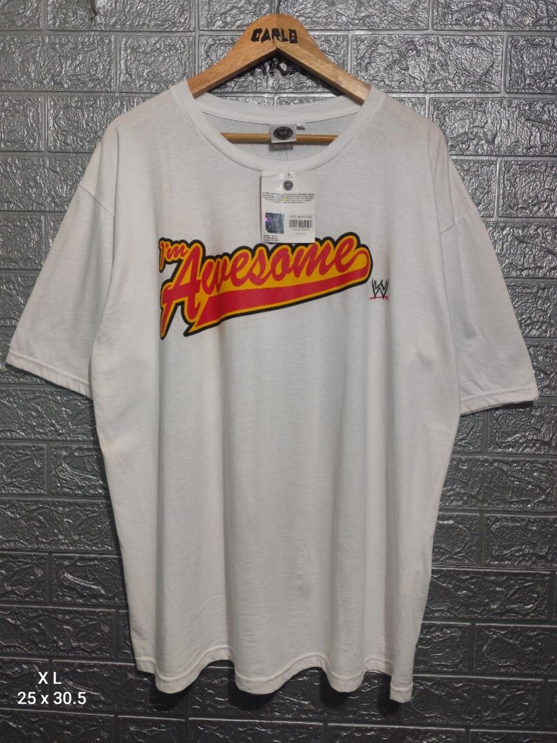 WWE I'M Awesome tee (Category: Tshirts & Polo Shirts ) located in San Fernando. Submitted by jzysthriftshop (Listing ID 1465604069, Image 1). Description: Size XL 25 x 30.5 with hang tags add shipping fee.