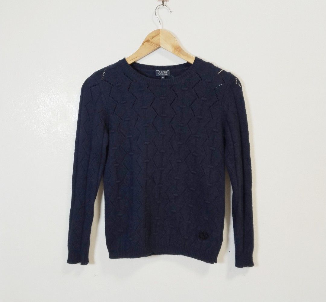 Y2k armani jeans knitted sweater (Category: Coats, Jackets and Outerwear) located in Pateros City. Submitted by blashjunks.y2k (Listing ID 1465714493, Image 2). Description: Y2K ARMANI JEANS KNITTED SWEATER SIZE XS-S PETITE 21" LENGTH 17" WIDTH 750PHP MSG US.