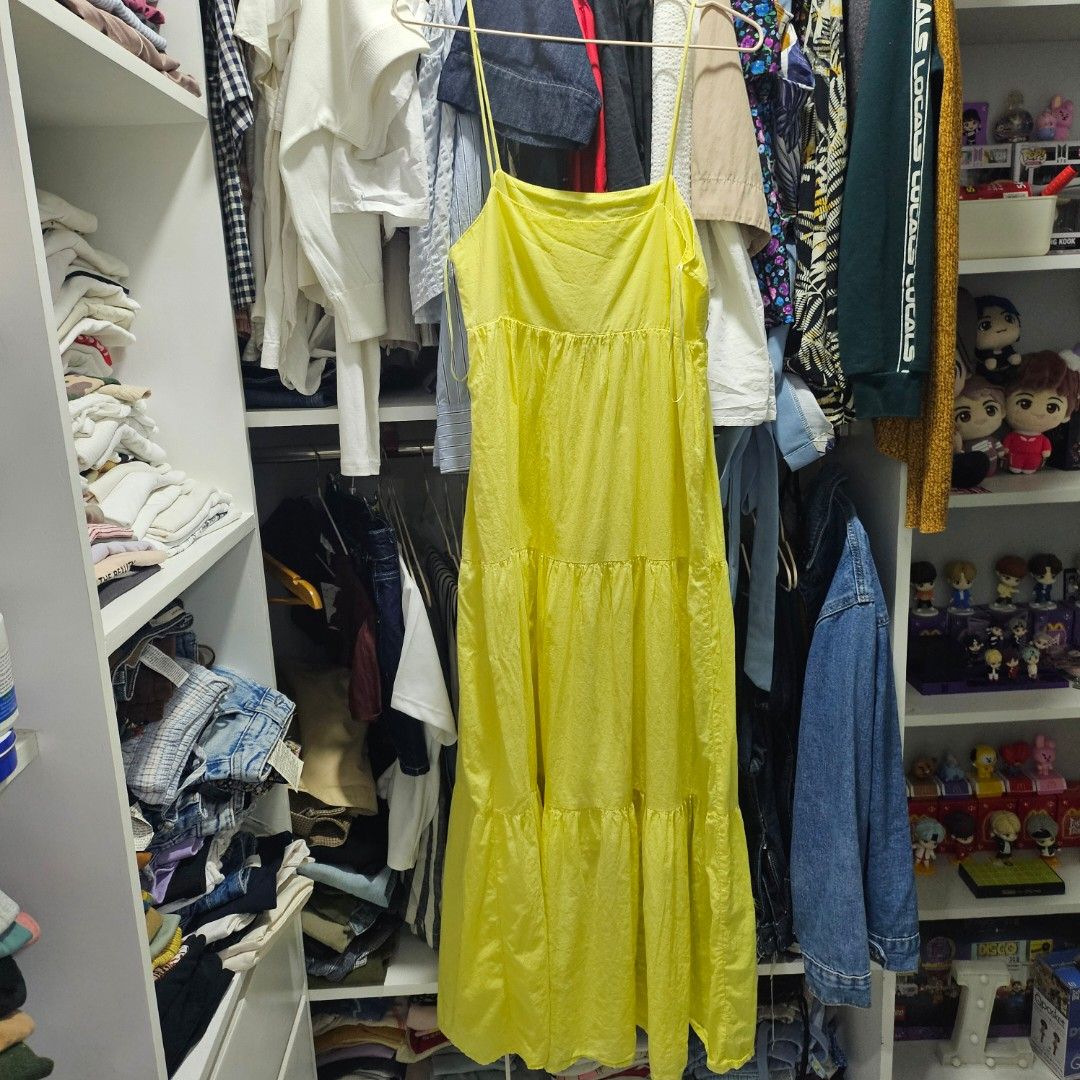 Yellow Tiered Maxi Dress (Category: Dresses) located in Rizal. Submitted by likasie (Listing ID 1465713821, Image 1). Description: no brand. Like new. worn twice only nice quality same sa Mango or ZARA cotton up to 34" bust only with size zipper and lining 📍Cainta/Pasig.