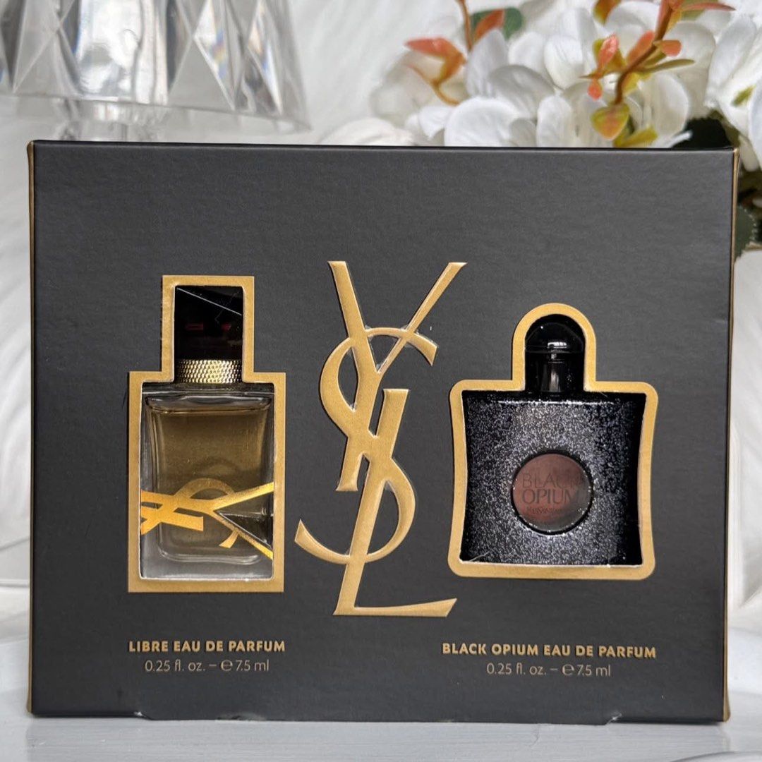 YSL Libre & Black Opium Set (7.5ml x 2) (Category: Fragrance & Deodorants) located in Pasay City. Submitted by fortellebeauty.mnl (Listing ID 1465758115, Image 1). Description: YSL Perfume Gift Set/Collection Set ✨ YSL Libre ✨ YSL Black Opium 💯 GUARANTEED AUTHENTIC. ✅ Ready for shipping/pick up 📩 SEND ME A DM IG&FB Page: @fortellebeauty.mnl.