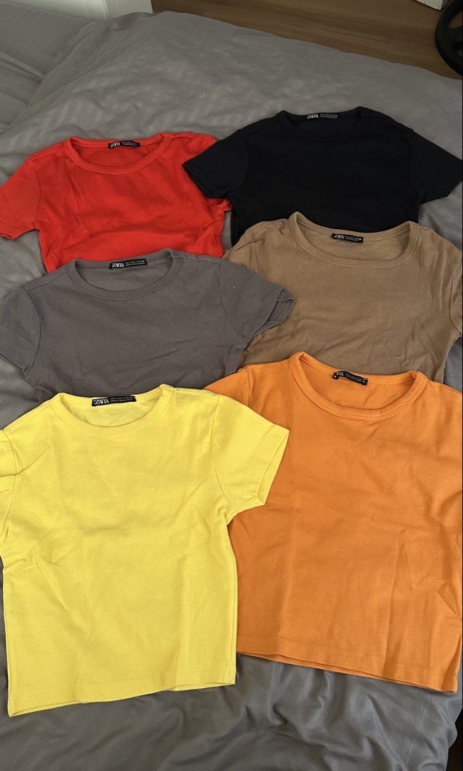 Zara Basic Fit Crop Tops (Category: Others Tops) located in Taguig. Submitted by cilegna (Listing ID 1465602642, Image 1). Description: Take All — ₱600 Individual — ₱120 each 💛 Yellow & Orange — Never worn 🩷 Other colors — Worn only 1–3 times ✨ All good as new! Size: Small.