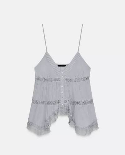 Zara Embroidered Strappy Top Blue/Gray (Category: Sleeveless) located in Mandaluyong City. Submitted by cskrt.ph (Listing ID 1465742545, Image 1). Description: .