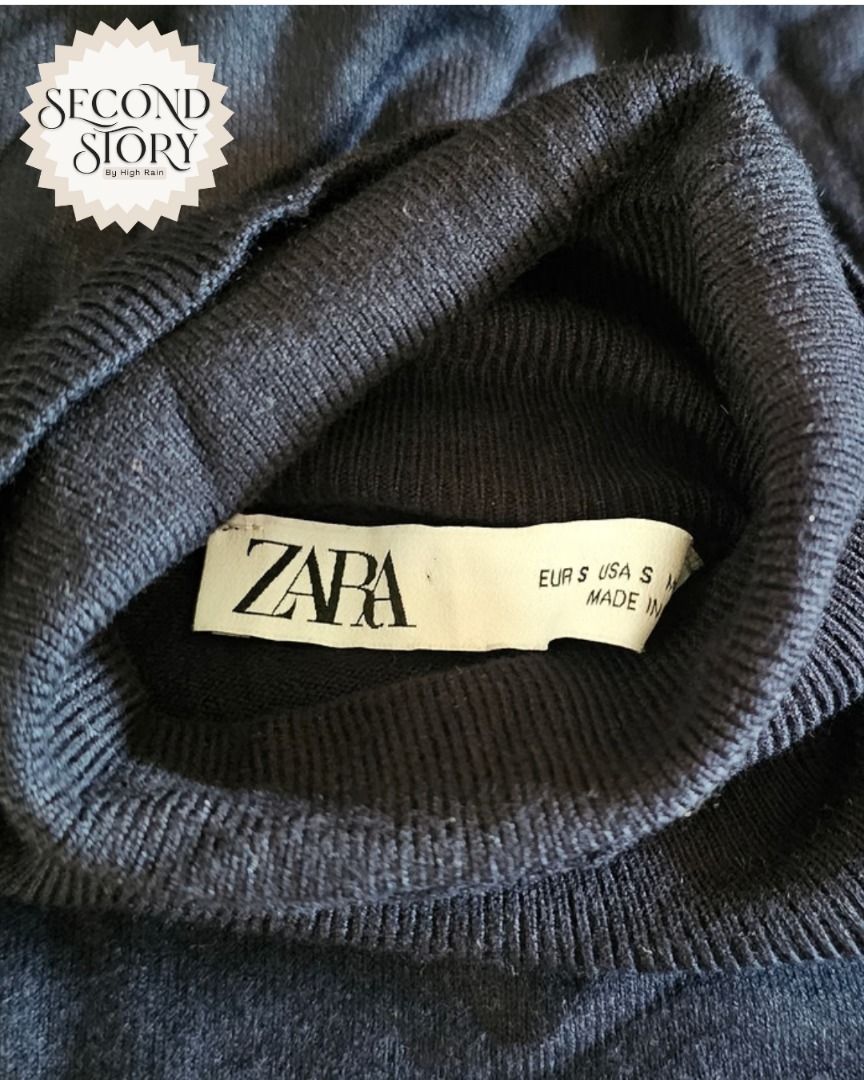 Zara Navy Blue Turtleneck Sweater Size S (Category: Longsleeves) located in Cavite. Submitted by secondstorybyhighrain (Listing ID 1465597475, Image 2). Description: B 15 L 22 ADDITIONAL DISCOUNT IF BOUGHT WITH OTHER TURTLENECKS.