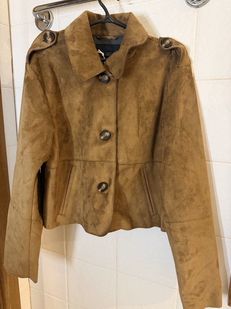 ZARA Suede Jacket (Category: Coats, Jackets and Outerwear) located in Paranaque City. Submitted by izdeclutters (Listing ID 1465601085, Image 3). Description: - Brand: Zara - Size: S (fits true) Used 1x Purchased last August .
