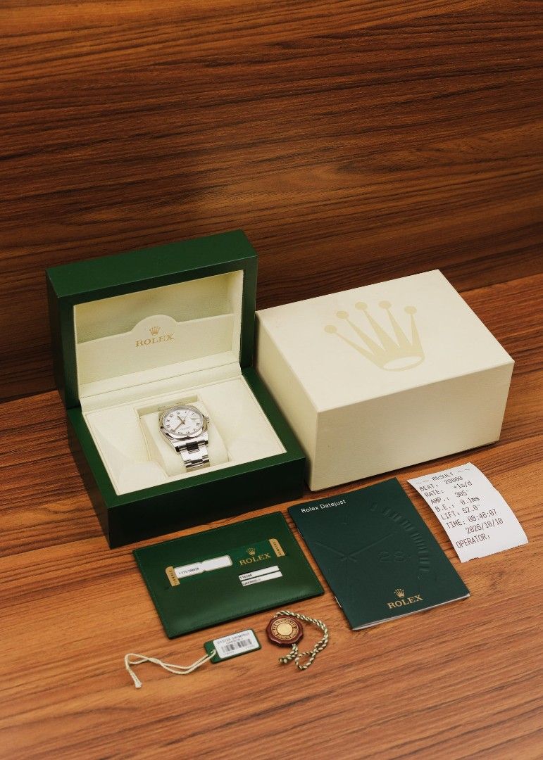 2010 Rolex Datejust w/ Box and Papers (Category: Luxury Watches) located in Manila. Submitted by windsorfinery (Listing ID 1471152204, Image 2). Description: Rolex Datejust 116200 2010 Automatic 36mm Stainless steel Sapphire Rolex bracelet Box: Yes Papers: Yes Others: Rolex booklets, hang tags, card holder, and timegrapher receipt. 1-Year Mechanical Warranty by Windsor Finery Co. Cash Price: ₱398,000 ✔️ Layaway accepted ✔️ Credit cards accepted ✔