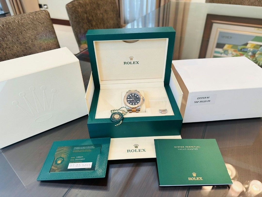 2023 40mm Rolex yachtmaster black dial (Category: Luxury Watches) located in Manila. Submitted by grandflower-455a (Listing ID 1471237214, Image 2). Description: For 🔥 Sale Rolex Yacht-Master 40 – Ref. # 126621 ✨ Year: 2023 ✨ Dial: Black ✨ Case & Bracelet: Oystersteel and 18K Everose Gold ✨ Case Size: 40mm ✨ Movement: Automatic, Calibre 3235 ✨ Completeness: Complete set — original box and warranty card Pm me ☺️.