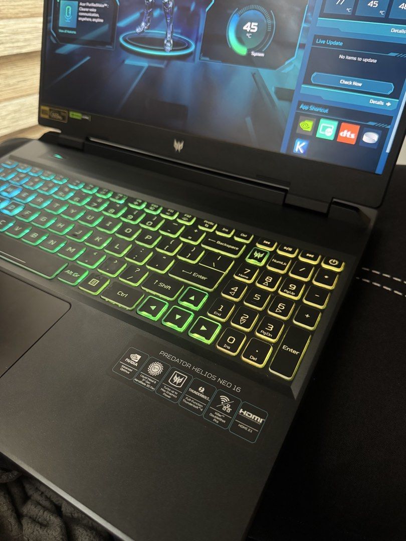 Acer Predator Helios Neo 16 RTX 4050 (Category: Laptops & Notebooks) located in Mandaluyong City. Submitted by levjatics (Listing ID 1471138224, Image 2). Description: Acer Predator Helios Neo 16 PHN-16 71 ₱ 49,990 CPU : I5-13500 HX GPU : RTX 4050 6GB VRAM UPGRADED STORAGE : 1.5 TB SSD ( BOTH NVMe ) 165 HZ WUXGA DISPLAY 3MS NO ISSUE | YOU CAN CHECK EVERYTHING UPON MEETUP UNIT, ORIGINAL CHARGER AND LAPTOP BAG 📍 PICK-UP GRASS RESIDENCES 📍 MEETUP 