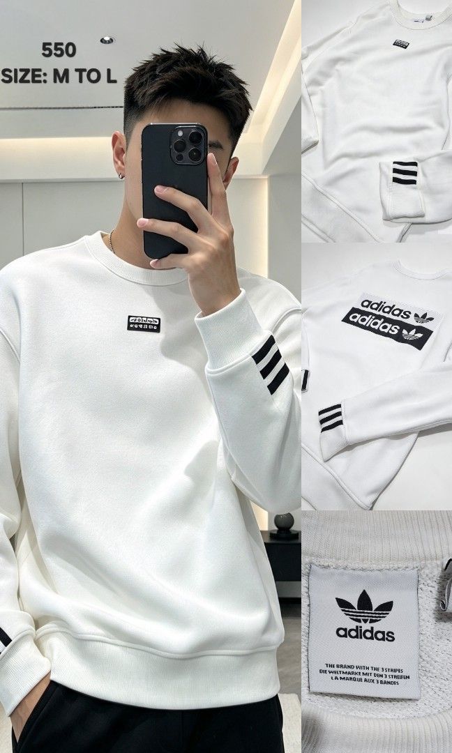Adidas Crewneck Jacket (Category: Hoodies) located in Cavite. Submitted by behindourstyle (Listing ID 1471231869, Image 3). Description: 550 only 🔥 issue: none authentic Color rate: 9/10 size Large Imus cavite.
