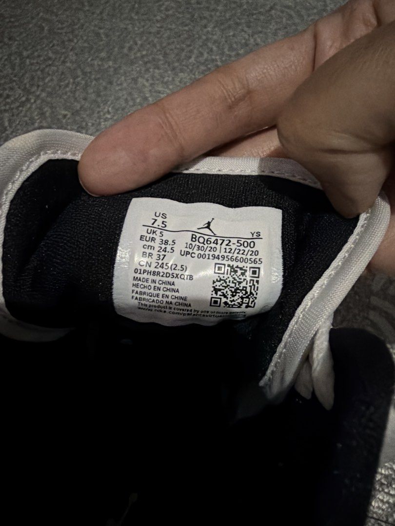 Air Jordan 1 Mid "Barely Rose" (Category: Sneakers) located in Cavite. Submitted by carlajeanner (Listing ID 1471212667, Image 3). Description: - Model: Air Jordan 1 Mid - Colorway: White leather base with light pink overlays and black swoosh - Branding: Jumpman logo on tongue, wings logo on collar - Size: US 7.5 / UK 5 / EUR 38.5 - Condition: Clean with minimal wear - Perfect for: Casual everyday fits - Grab them before someone else does!.