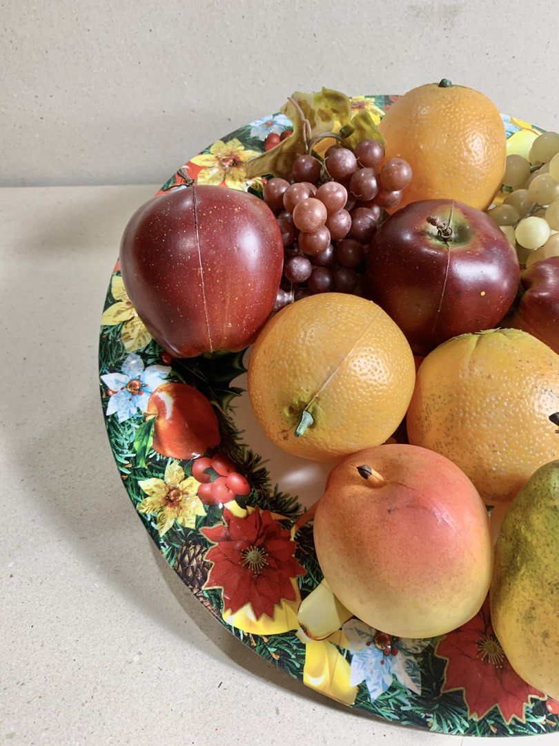 Allstate Artificial Fruit Set 12 pc SET 2 (Category: Artificial Plants & Flowers) located in Mandaue City. Submitted by maxguiller89260 (Listing ID 1471260260, Image 2). Description: Late 80s item 12 set display fruit 5 oranges 3 apples 1 peach 1 pear 2 bunches of grapes burgundy and green All state brand decor Platter used for display. If wanting the platter, shipping will drastically change as all pcs fit in the said box below. Pls indicate if 