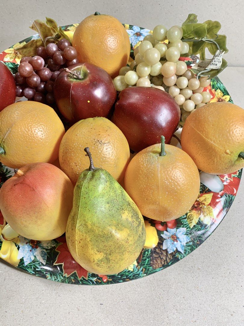 Allstate Artificial Fruit Set 12 pc SET 2 (Category: Artificial Plants & Flowers) located in Mandaue City. Submitted by maxguiller89260 (Listing ID 1471260260, Image 3). Description: Late 80s item 12 set display fruit 5 oranges 3 apples 1 peach 1 pear 2 bunches of grapes burgundy and green All state brand decor Platter used for display. If wanting the platter, shipping will drastically change as all pcs fit in the said box below. Pls indicate if 