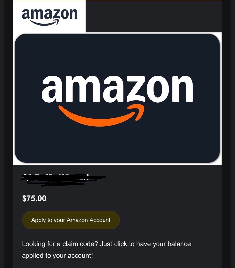 Amazon Gift Card $75 Digital Code (Category: Vouchers) located in Manila. Submitted by vin.eb (Listing ID 1471119304, Image 1). Description: $75 Amazon gc For sale In exchange to peso Pm ur offer thanks.