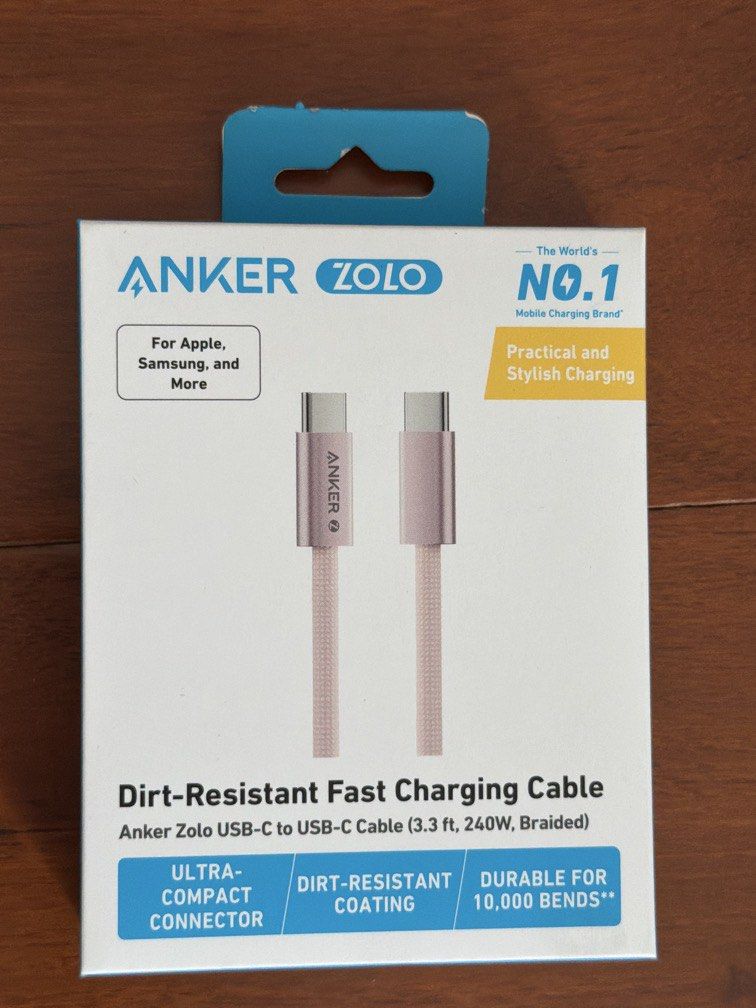 Anker Zolo Type C to Type C (Category: Chargers & Cables) located in Quezon City. Submitted by anjlco2017 (Listing ID 1471144808, Image 1). Description: Pink Brand New Sealed .
