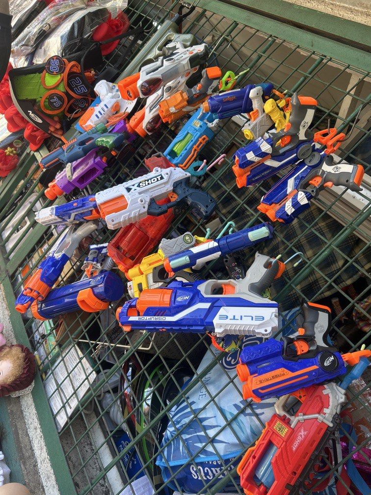 Assorted Nerf and X-Shot Toy Blasters Lot (Category: Action & Battle Toys) located in Manila. Submitted by starbalesukandjapansurplus (Listing ID 1471151862, Image 2). Description: Price range ₱200 -500 - Massive toy blaster bundle including Nerf Disruptor, X-Shot, Elite, and Firestrike models - Features various sizes and cool designs in blue, orange, white, and yellow - Ideal for backyard target practice, family fun, or group foam dart battles -