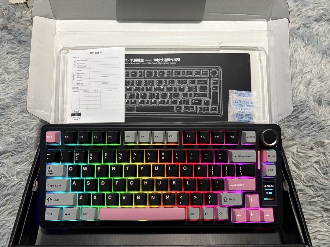 AULA S75 PRO Tri-mode mechanical Keyboard (Star Arrow Axis) (Category: Computer Keyboard) located in Manila. Submitted by engr.lee (Listing ID 1471158873, Image 2). Description: Model: Aula S75 Pro With LCD Screen Display Color: Black Pink Switch: Star Arrow Axis Connection: Tri-Mode (BT, Dangle, USB C) PM FOR MORE INFO.