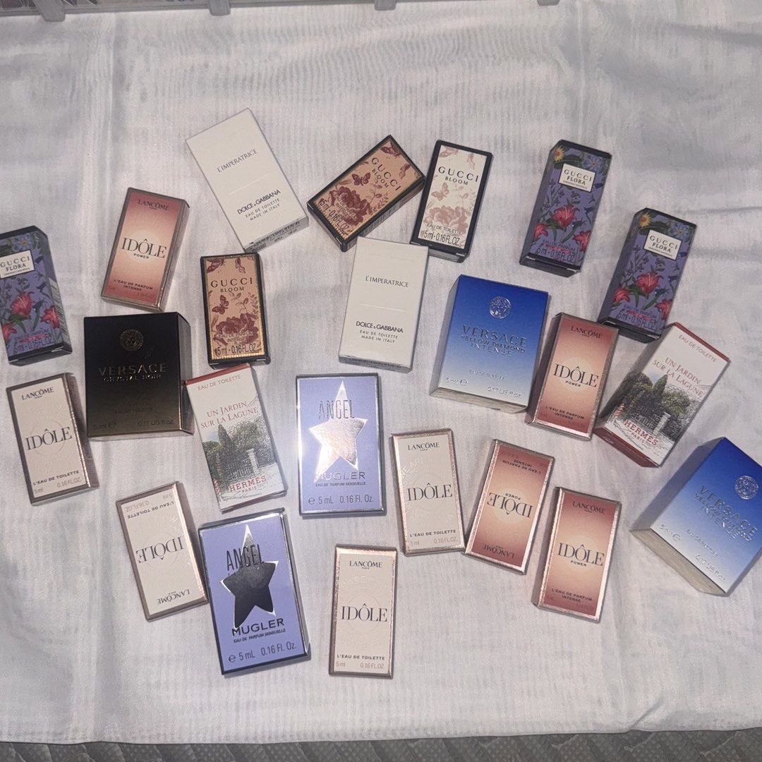 Authentic MINI PERFUME Lancome Gucci Versace Mugler Hermes D&G (Category: Fragrance & Deodorants) located in Manila. Submitted by cheesetinefinds (Listing ID 1471140001, Image 1). Description: HERMES 7ml (1,999) Gucci (1,500).