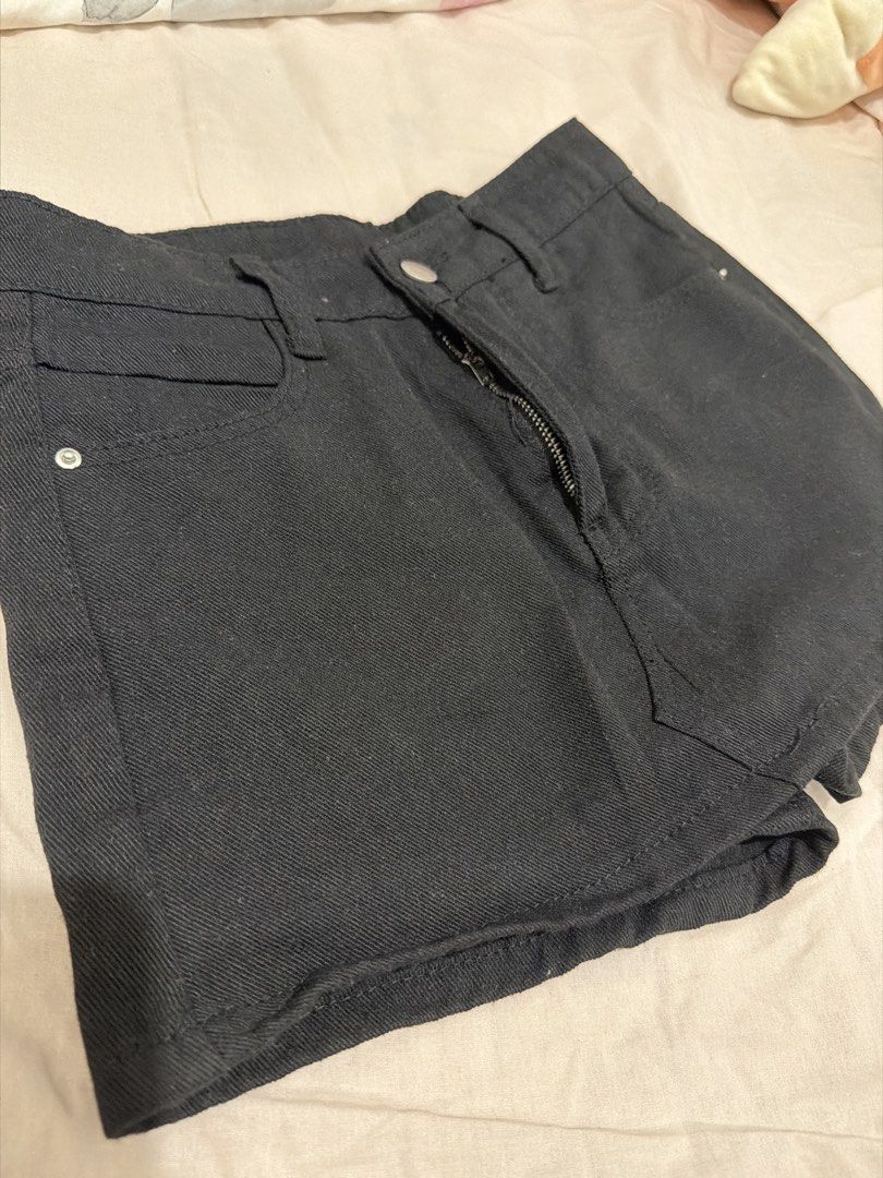 Black denim shorts casual bottoms (Category: Shorts) located in Pasay City. Submitted by petiteprelovecloset (Listing ID 1471275161, Image 2). Description: - Classic black denim shorts - Front zipper and button closure - Features standard pockets - Made with sturdy, durable fabric - Versatile wardrobe basic, easy to match with any casual top or t-shirt -Jet black denim skort -Mini skort -Micro Skort -XXS-XS -Never worn.