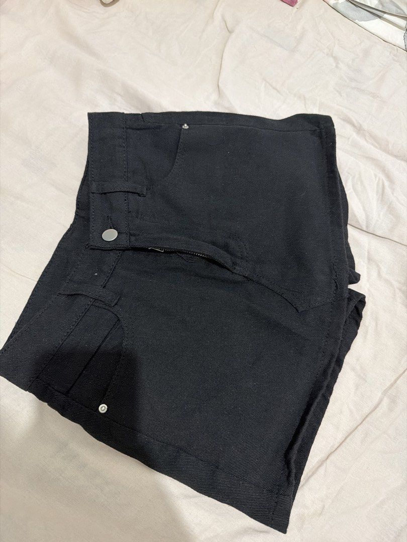 Black denim shorts casual bottoms (Category: Shorts) located in Pasay City. Submitted by petiteprelovecloset (Listing ID 1471275161, Image 1). Description: - Classic black denim shorts - Front zipper and button closure - Features standard pockets - Made with sturdy, durable fabric - Versatile wardrobe basic, easy to match with any casual top or t-shirt -Jet black denim skort -Mini skort -Micro Skort -XXS-XS -Never worn.
