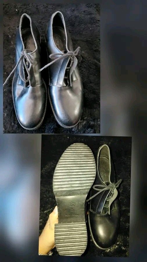 Black shoes (Category: Casual Shoes) located in Manila. Submitted by rubymielbona (Listing ID 1471233610, Image 1). Description: - Brand: COS - Color: Black - Size: EU 40 / UK 6 / US 7 - Style: Classic lace-up oxford shoes with a trendy ribbed platform sole - Material: Premium leather upper and durable rubber outsole - Condition: Excellent pre-loved condition (Rated 4/4) - Ideal for everyday casual wear, office attire, or school uniform.