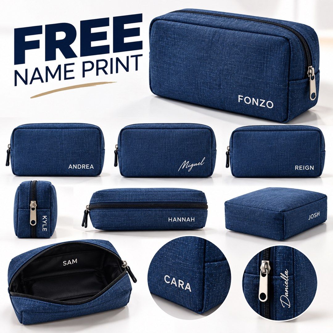 Blue Multi-Use Pouch Travel Toiletry Makeup Bag (Category: Purses & Pouches) located in Manila. Submitted by fonzo.crsl (Listing ID 1471224622, Image 3). Description: Small pouch, big convenience. 👌 Keep your everyday essentials organized wherever you go! ✨ Compact & lightweight ✨ Sleek denim-textured finish ✨ Smooth zipper ✨ Perfect for cables, chargers, stationery, toiletries, and more 📏 Size: 16 × 11 × 5 cm Your everyday organizer, wherever 