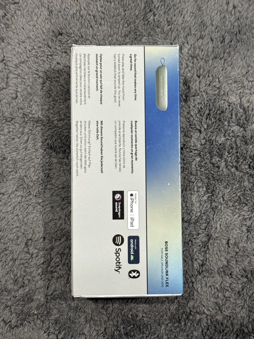 Bose SoundLink Flex Portable Speaker 2nd Gen (Category: Soundbars, Speakers & Amplifiers) located in Rosales. Submitted by gladeric (Listing ID 1471228752, Image 3). Description: - Brand: Bose SoundLink Flex Portable Speaker (2nd Generation) - Color: Stylish Green - Condition: Brand new, still factory sealed in original box - Connectivity: Wireless Bluetooth with Spotify & Snapdragon Sound integration - Sound: Astonishingly big sound in a compact