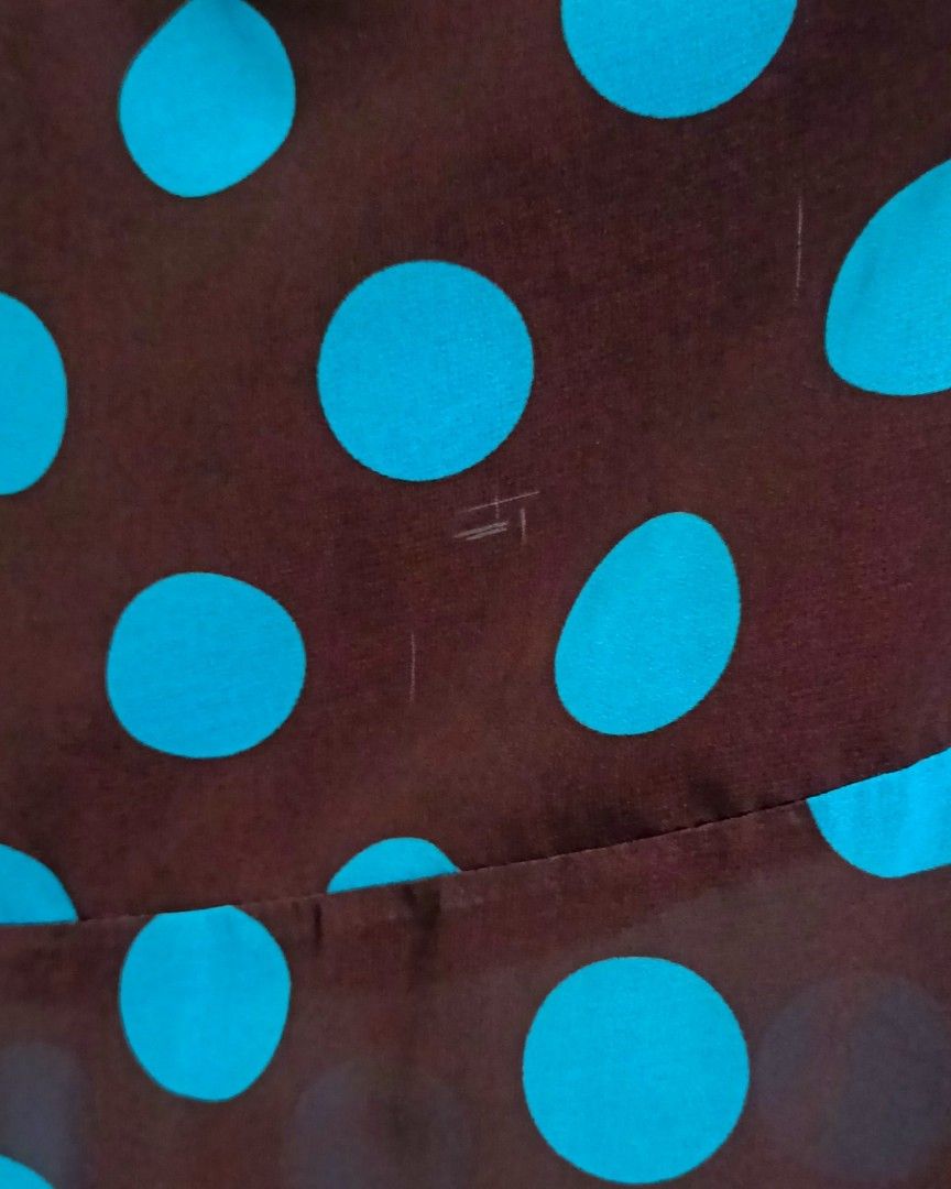Brown and Blue Polka Dot Skirt (Category: Skirts) located in Taguig. Submitted by revive_val (Listing ID 1471198389, Image 3). Description: Has marks of usage Length: 80CM Waist: 37CM.
