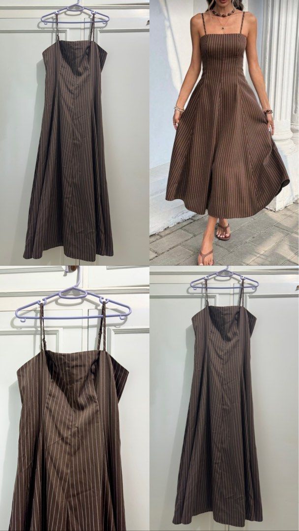 Brown Midi Dress Spaghetti Strap (Category: Dresses) located in Balayan. Submitted by nixsolomon (Listing ID 1471125439, Image 1). Description: Worn once for an event Fits S-M Zara like quality and material has some weight on it .