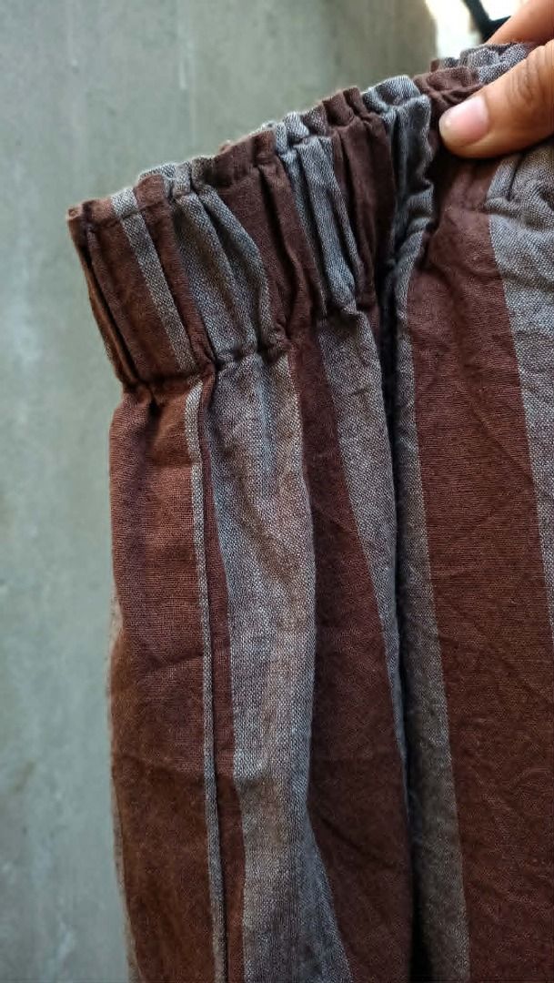 Brown stripe cotton summer short (Category: Shorts) located in Davao. Submitted by irisrazona16792 (Listing ID 1471124313, Image 2). Description: Wd side pocket Waist 30-38 ( garterize) Hips 46 L 25 good as new.