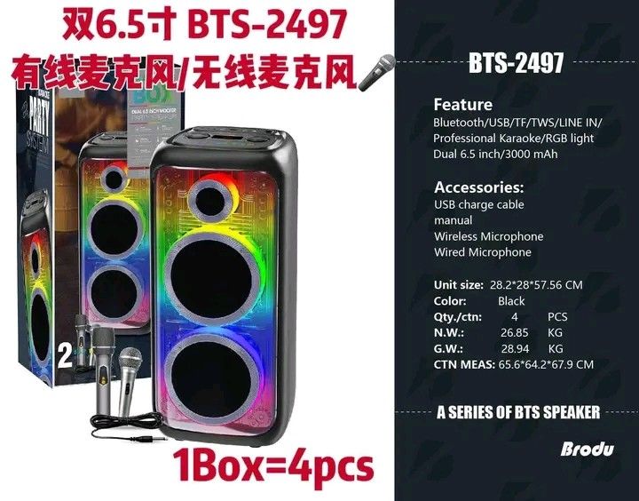 BTS-2497 BLUETOOT SPEAKER W/ 2 mic good quality (Category: Soundbars, Speakers & Amplifiers) located in Manila. Submitted by vanstar_c4c231 (Listing ID 1471259173, Image 3). Description: Available BTS-2497 BLUETOOT SPEAKER W/ 2 mic good quality pm me for the order cod via lalamove.