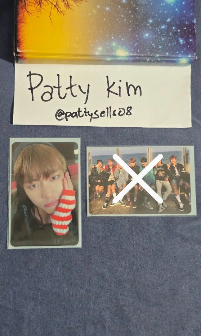 BTS V and Group You Never Walk Alone Photocards (Category: K-Wave Merchandise) located in Manila. Submitted by pattysells08 (Listing ID 1470025519, Image 1). Description: ❌️ Group sold - 400 each - Official - 1 group photocard and 1 solo photocard (V) - Stored securely in clear protective sleeves - Clean surface and edges - Onhand Ready to ship - From my personal collection.