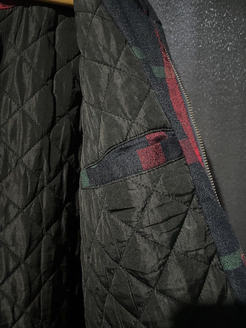 Burberry Vintage Check Wool Blend Bomber Jacket (Category: Coats, Jackets and Outerwear) located in General Mariano Alvarez. Submitted by 4117_thriftnthrive (Listing ID 1471230716, Image 3). Description: In excellent condition No flaws Size: L Measurements Width: 21” Length: 26” .