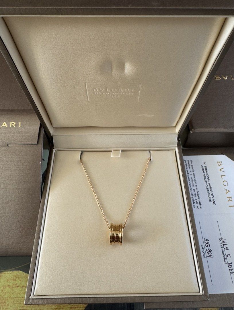Bvlgari B.Zero1 Rose Gold Necklace (Category: Luxury Accessories) located in Makati City. Submitted by john32352 (Listing ID 1471276036, Image 2). Description: Unused Authentic BZero.1 Necklace Brand New Condition Reference number: 335924 Pink Gold Chain Length (Adjustable) - 15 inches to 17.72 inches Bought from greenbelt Free cleaning at Bvlgari Boutique anytime. Complete set (Box and Paper) With QR code and NFC and can be searched using Bvlgar