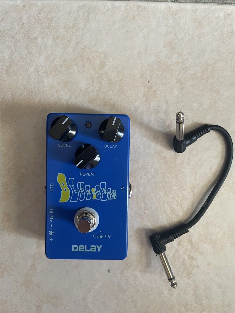 Caline Blue Ocean Delay Guitar Pedal + FREE Patch Cable (Category: Musical Instruments) located in Quezon City. Submitted by ichikahenson (Listing ID 1471256890, Image 1). Description: Delivery fee is shouldered by client - Model: Caline Blue Ocean Delay Pedal - Finish: Eye-catching bright blue - Controls: Level, Delay, and Repeat for versatile ambient echoes - Connectivity: Standard DC 9V power input with in and out jacks - Freebie included: Sho
