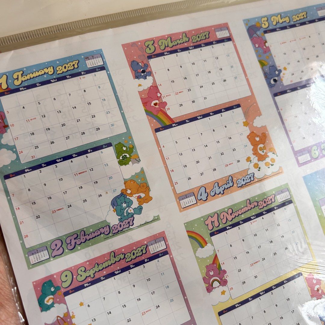 Carebears 2027 Wall Calendar (Category: Wall Decor) located in Batangas. Submitted by han.jpg (Listing ID 1471152178, Image 3). Description: - brand new from Japan - official - onhand, ready to ship - pay as you mine - MOP: gcash, maribank - MOD: J&T (54 sf within luzon) - location: batangas.