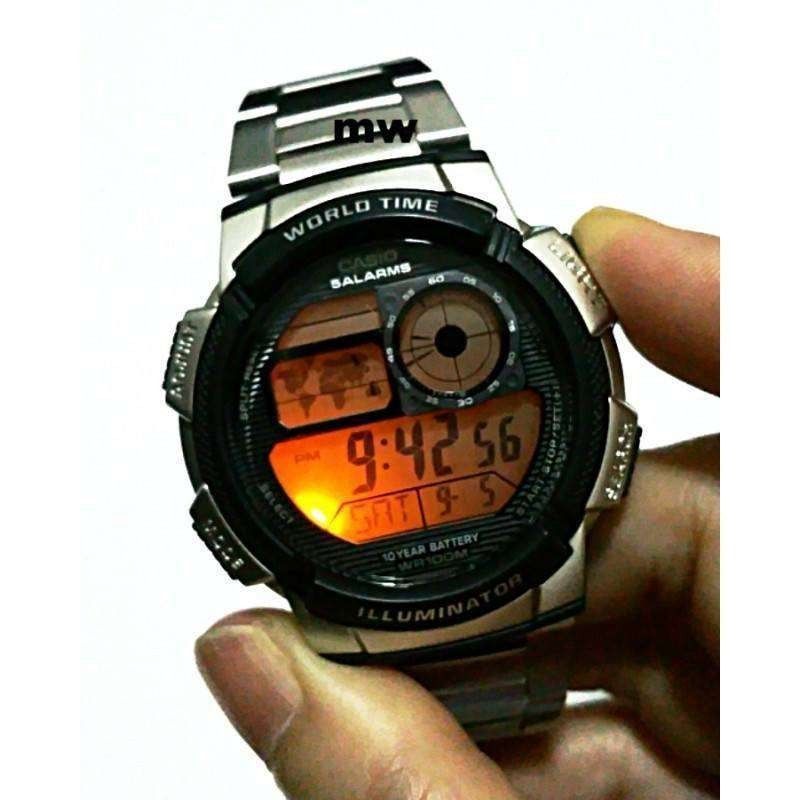 Casio World Time Illuminator Watch with Box and Manual (Category: Men's Watches) located in Mandaluyong City. Submitted by 54fleetfoot (Listing ID 1471176744, Image 2). Description: - Brand: Casio World Time watch - Strap: Durable stainless steel bracelet - Key Features: Digital display, world time map tracker, 10-year battery life, 100M water resistance - Condition: Works great with a clear, flawless screen and easy-to-read settings - Inclusions